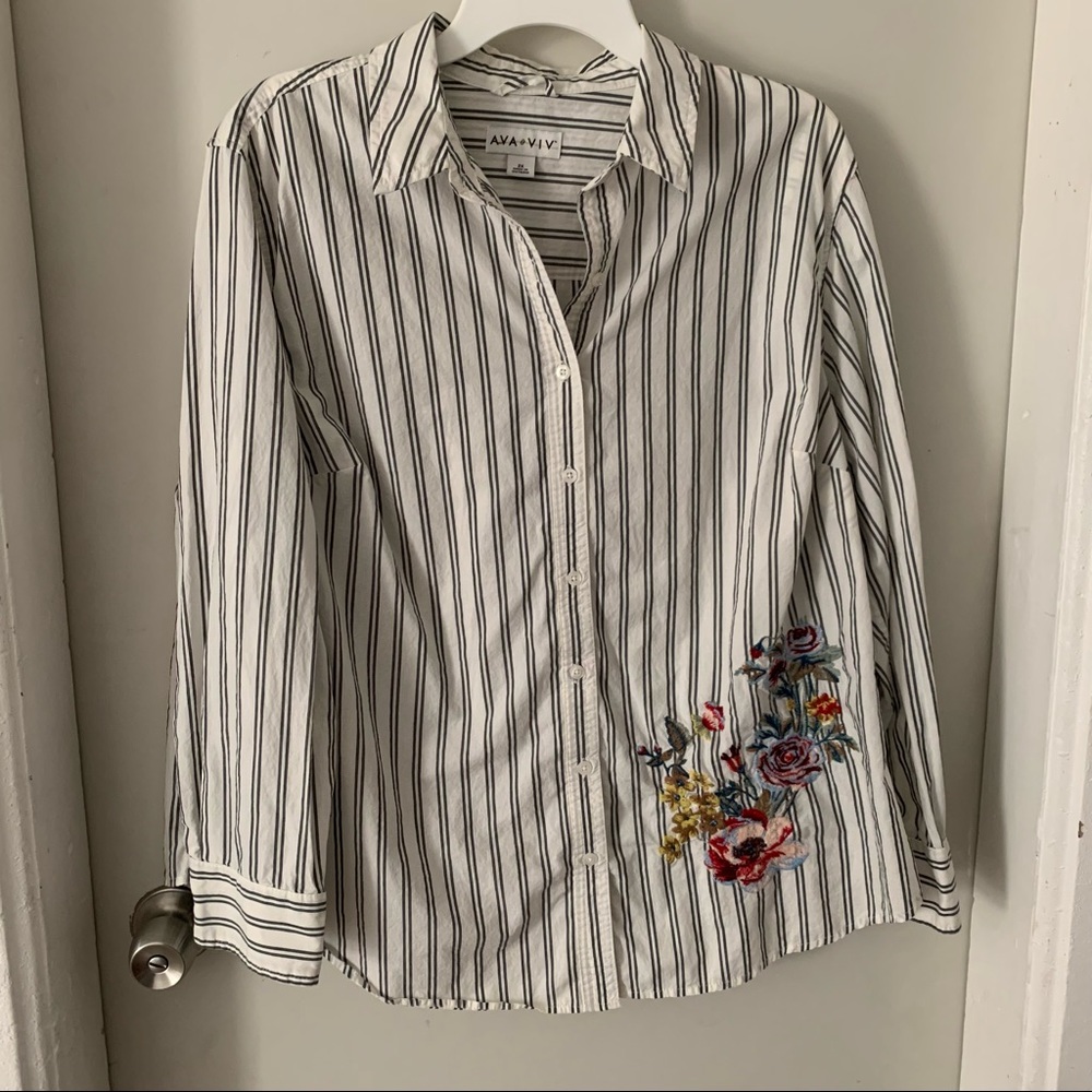 Ava & Viv Striped Button Down Shirt